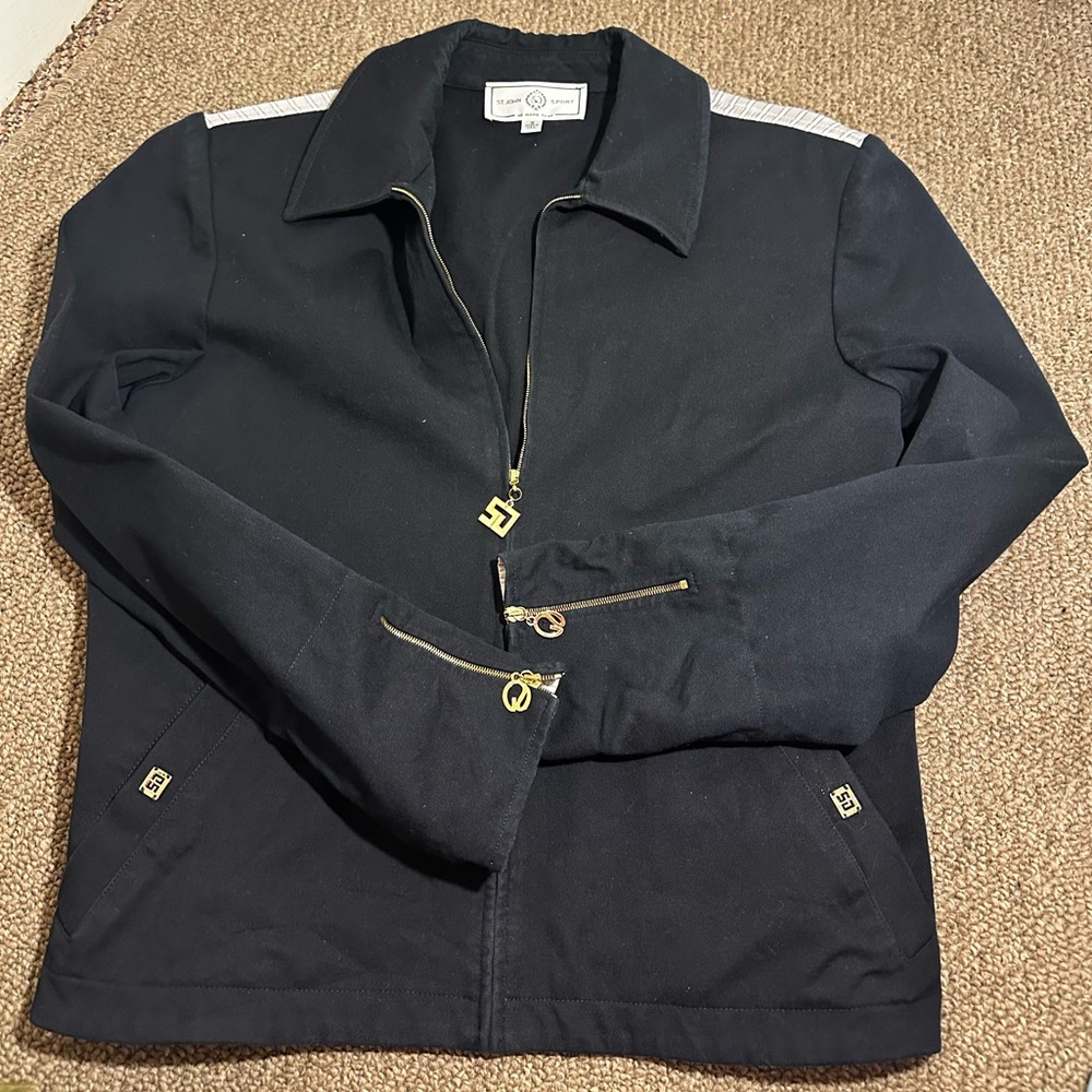ST. JOHN By Marie Grey blue pants suit jacket